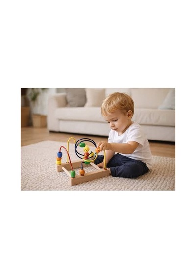 Montessori Eğitici Ahşap Boncuk Dizme Ve Tel Labirent Koordinasyon Geliştirici Eğitici Oyuncak