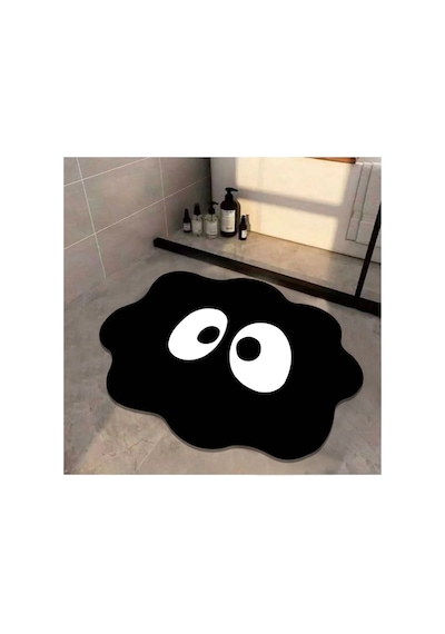 Loso Tekli Banyo Paspası 80x100 Cm, Kaydırmaz Tabanlı Siyah