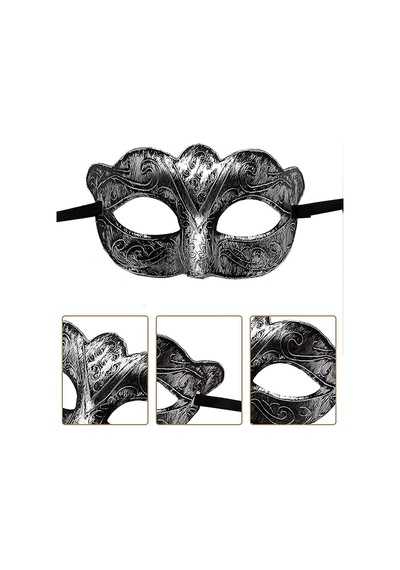 Maskeli Balo Antik Gri Gümüş Eskitilmiş Maske Balo Venedik