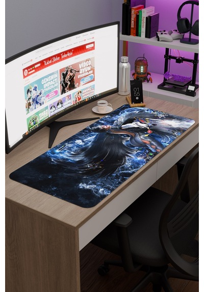 Bayonetta Kaymaz Dikişli Kauçuk Oyuncu Mousepad V5 - 90x40 Xxl Gaming Mouse Pad Fare Altlığı