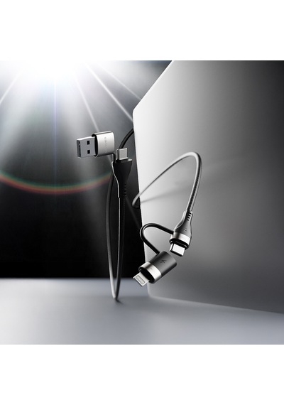 Lenyes Lc568 4in1 Usb-a - Type-c + Type-c To Lightning Data Ve Şarj Kablosu 100w 1m Siyah
