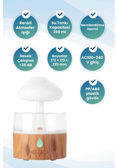 Hf10 Rain Cloud Yağmur Bulutu Tasarımlı Hava Nemlendirici - Rgb Işıklı Ultrasonik Aroma Difüzör