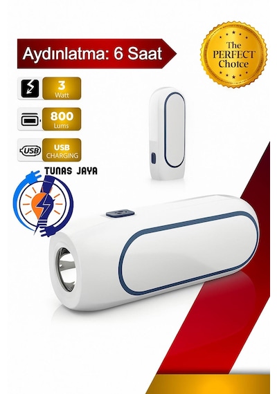 Petrix 5577 Mini Taşınabilir Şarjlı El Feneri, Çift Aydınlatmalı Led Işık, Acil Durum Ve Kamp Lamba Beyaz