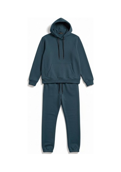 Moibody Kadın 3 İplik Şardonlu Eşofman Takımı Premium Kapüşonlu Sweatshirt Ve Jogger Alt Petrol Petrol