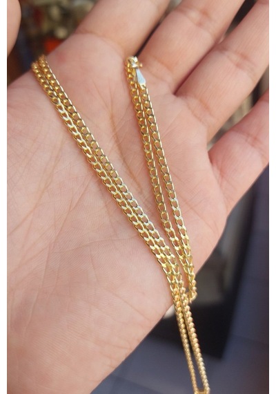 925 Ayar Gümüş 24 Ayar Altın Kaplama Gurmet Zincir Gold
