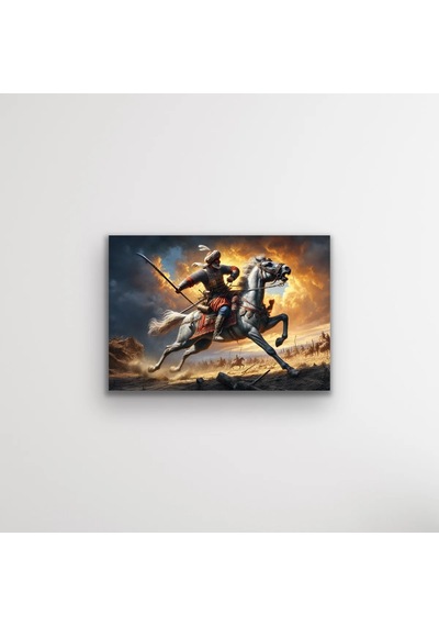 Atlı Osmanlı Askeri Kanvas Tablo 70x100cm Çok Renkli