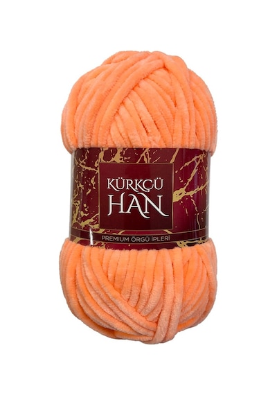 Kadife Örgü İpi 50gr %100 Polyester Yumuşak Pofuduk Açık Turuncu