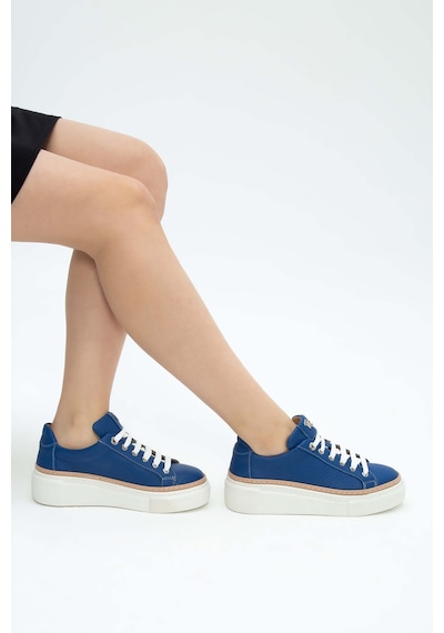 Tamer Tanca Kadın Hakiki Deri Saks Floter Sneakers & Spor Ayakkabı 937 5022-09 Bn Ayk Y23 Saks Floter Saks