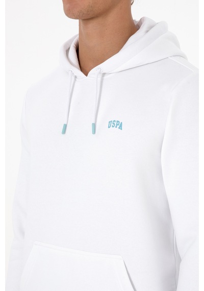 U.S. Polo Assn. Erkek Regular Fit Kapüşonlu Şardonlu Beyaz Basic Sweatshirt 50315582-VR013