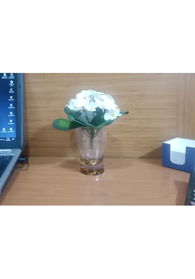 Vazoda Çiçek Dekoratif Beyaz Yapay Çiçek Vazo Dahil Leopar 6 x 6 x 16 CM