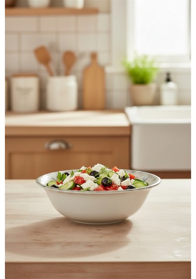 6'lı Valencia Salata Kasesi 22cm Dijital Fade Rinart Krem