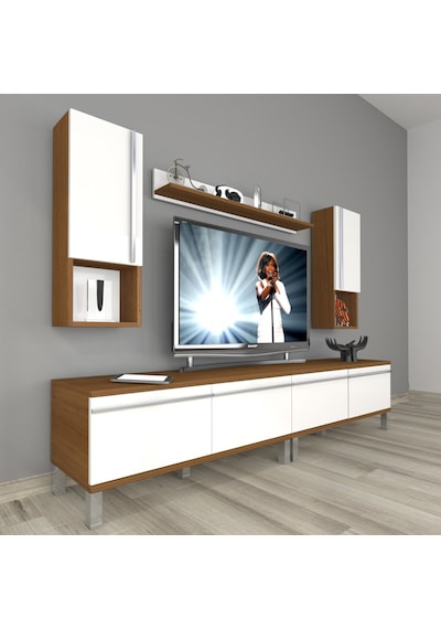 Decoraktiv Eko 5200ta Mdf Krom Ayaklı Tv Ünitesi Tv Sehpası - Ceviz Beyaz Ahşap - Beyaz Decoraktiv Eko 5200ta Mdf Krom Ayaklı Tv Ünitesi Tv Sehpası - Ceviz Beyaz Ahşap - Beyaz