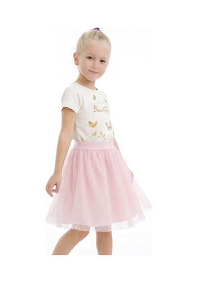 Fesshera Kids Kız Çocuk Etek Beli Lastikli Pamuklu Ve Astarlı Tül Etek Pembe