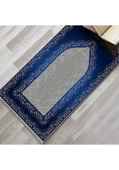 Evaşk Namazlık Dokuma Halı Kaymaz Muslumana Seccade 66x113 LACİVERT EVAŞK610A80