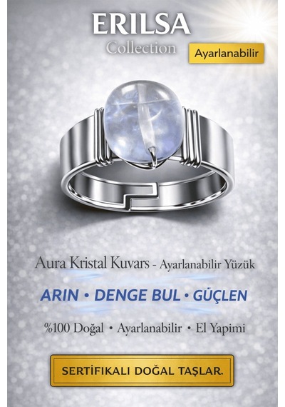 Sertifikalı Aura Kristal Kuvars Yüzük Doğal Taş Ayarlanabilir El Çok Renkli