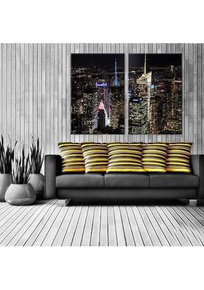 Gece Şehir Manzarası Kanvas Tablo 100x90cm