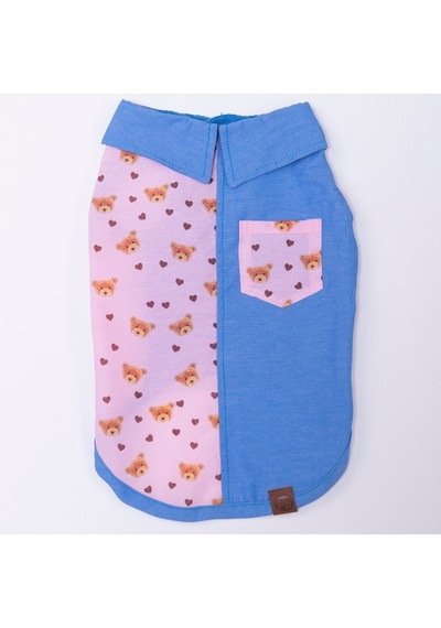 Cozie Bear Denim Ayıcık Desenli Kot Kedi Köpek Gömleği-kedi Köpek Kıyafeti-kedi Gömlek-köpek Gömlek