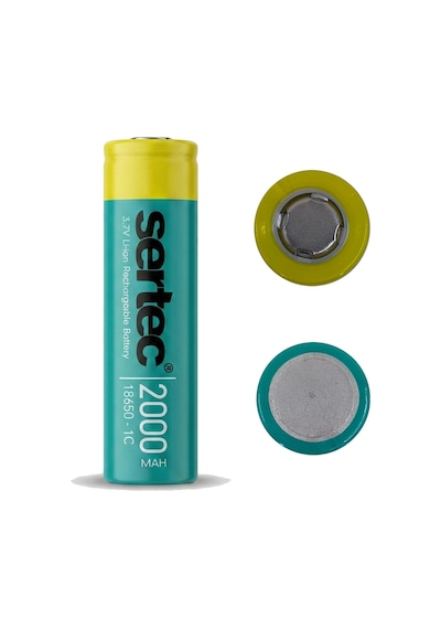 Sertec 18650 Şarjlı Pil 2000mah Fener Pili 3.7v Li-ion Başlıksız Düz 4lü