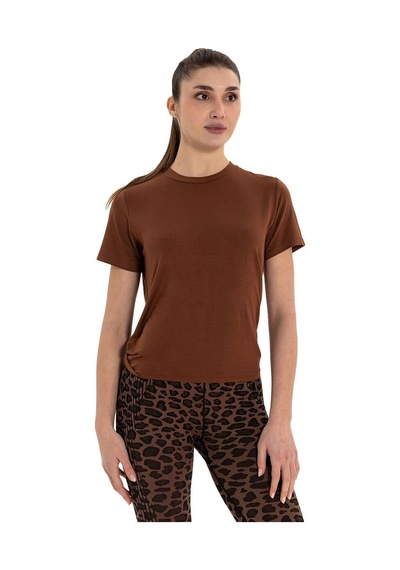 Inguz Sırt Bağlamalı Modal Yoga T-shirt Kahverengi