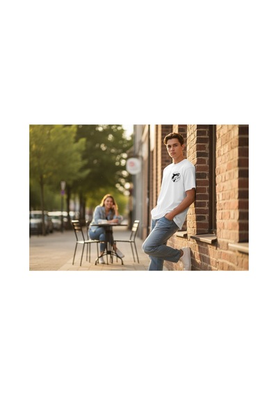 Urbantrendstore Unisex Köpekbalığı Baskılı Casual İçin Sade Basic Yazlık Beyaz Tshirt Oversize Fit Rahat Geniş Salaş T-shirt Günlük Tişört