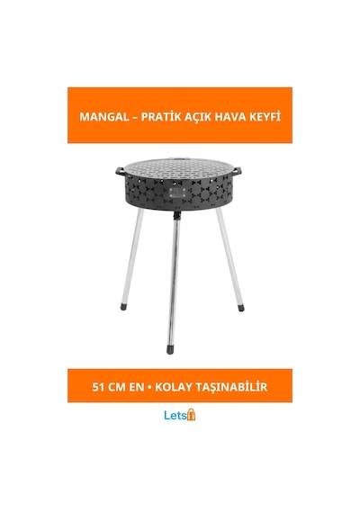 Katlanabilir Lüks Mangal No 3 Büyük Boy Dayanıklı Piknik Mangal