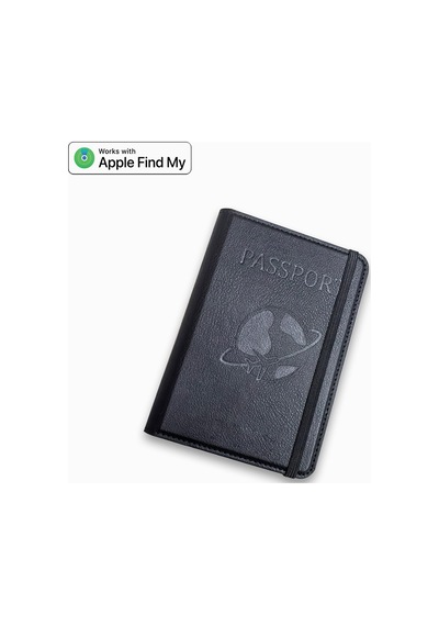 Micflip K02 İos Uyumlu Findmy Pasaport Kart Ve Sim Bölmeli Kablosuz Ve Pin Şarjlı Deri Cüzdan Siyah