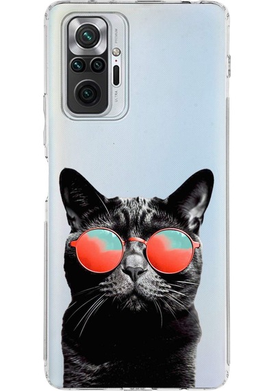 Xiaomi Redmi Note 10 Pro İle Uyumlu Kedi 3 Kamera Korumalı Şeffaf Kılıf Şeffaf