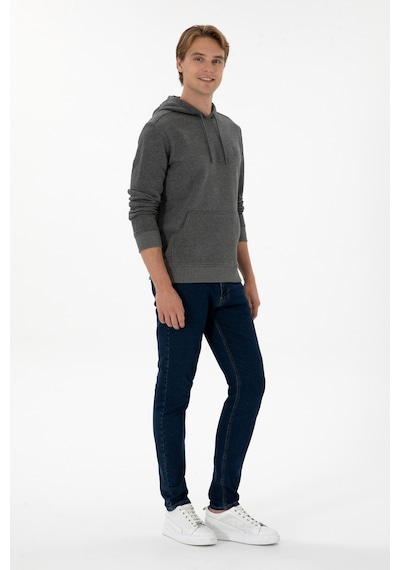 U.S. Polo Assn. Erkek Regular Fit Kapüşonlu Antrasit Melanj Basic Sweatshirt 50313720-VR081