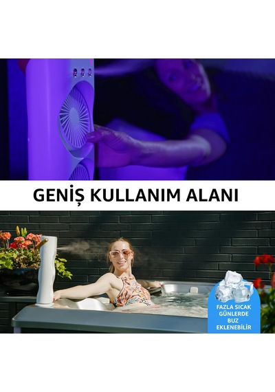 Robeve 2 Fanlı Vantilatör Buharlı Fan -şarjlı, Kompakt, Ayarlanabilir , Soğutucu Fan ,buharlı Nemlendirici, Eşsiz Tasarım, Hız Seçenekleri , Led Aydınlatma, Gece Lambası
