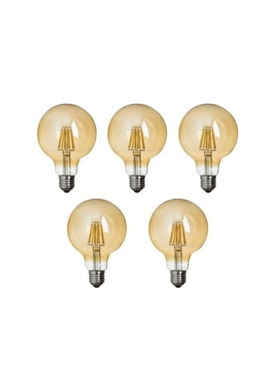 G95 Rustik Led Ampul 4 Watt Gün Işığı Yuvarlak Rustik Glop Ampul 5 Adet