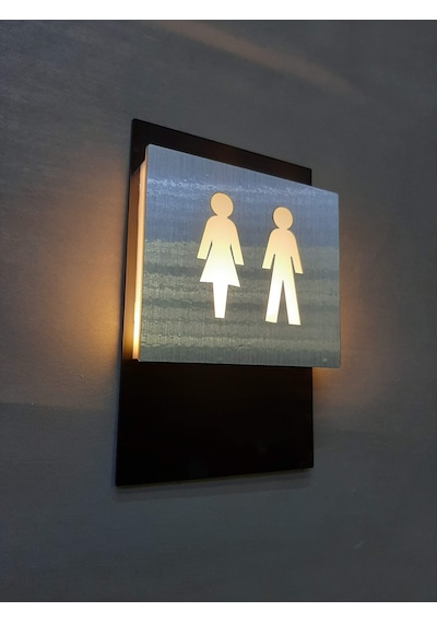Kadın ve Erkek Ikonlu Işıklı Wc Yönlendirme Levhası