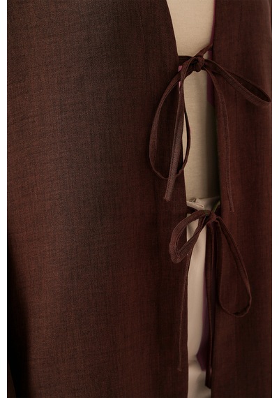 Bigdart Keten Tesettür Kimono 5968 - Kahverengi