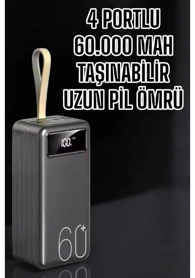 Powerbank 60.000 Mah Hızlı Şarj 4 Çıkışlı Uzun Şarj Süreli Dijital Göstergeli renkli