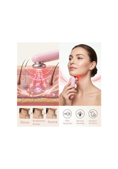 A07 Rf Ems Yüz Masaj Aleti, Cilt Sıkılaştırıcı, Pembe