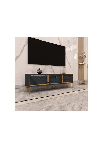 Palo 150 Cm Tv Ünitesi Tv Sehpası Antrasit-altın Antrasit - Altın