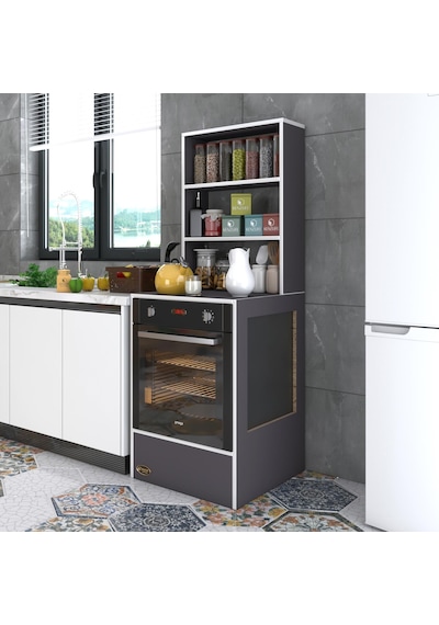 Kenzlife ankastre fırın dolabı nevgece gri 165*60*56 mutfak eko düz