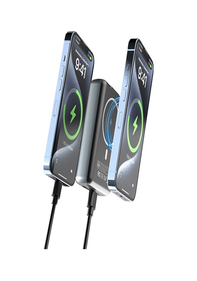 Lenyes Pw1001d Pd 22.5w Hızlı Şarj Özellikli Standlı Wireless Powerbank 15w 10000mah Gri