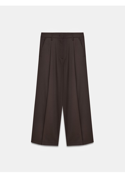 Dilvin 72657 Pileli Geniş Paça Pantolon-kahve