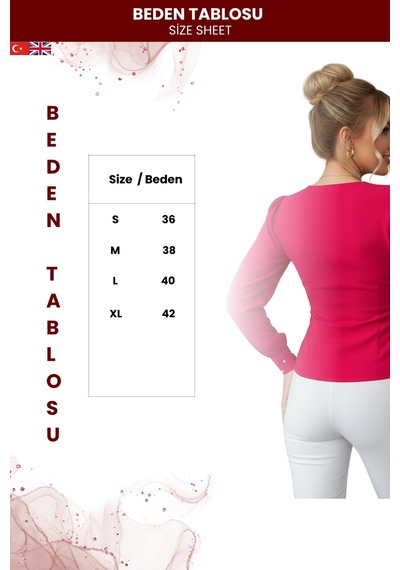 Zedefx Kadın V Yaka İnci Süslemeli Bluz Pembe