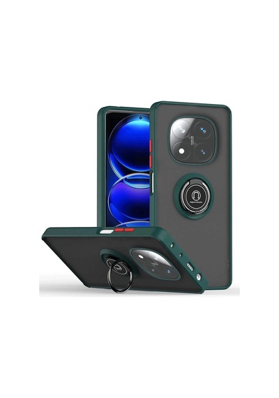 Redmi Note 14 Pro Plus Kılıf Montreal Yüzüklü Silikon Kapak - Yeşil İtdark41423