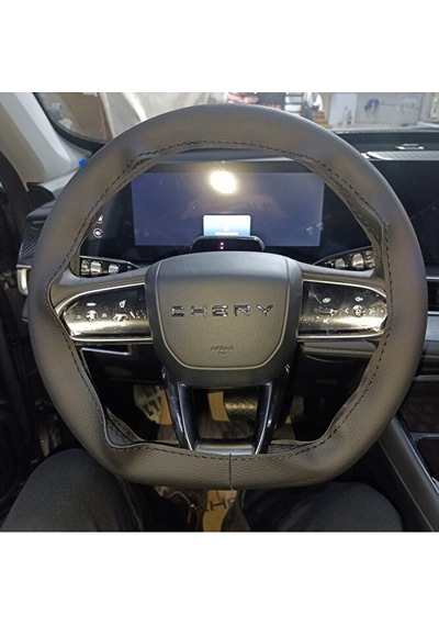 Dikişli Direksiyon Kılıfı Siyah Deri Siyah Dikişli Chery Tiggo 7 Pro İçin Renkli