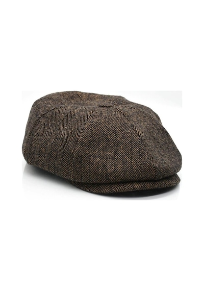 Külah Erkek Kahve Balıksırtı Kasket 8 Parça Peaky Blinders Şapka - Standart Kahverengi