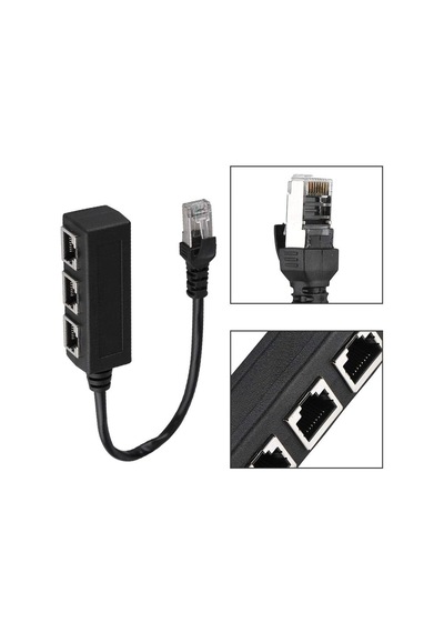 Lexroo Rj45 Ethernet Splitter Adaptör 1 Erkek 3 Dişi Lan Çoklayıcı İnternet Paylaştırıcı Cat5 Cat6