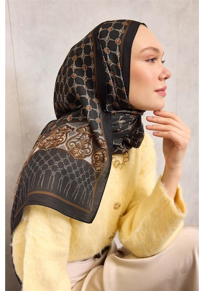 Silk Home Floş Viskon Organik Şal Siyah Halat Desenli Akışkan Dökümlü 75x195 Çok Renkli 45404452