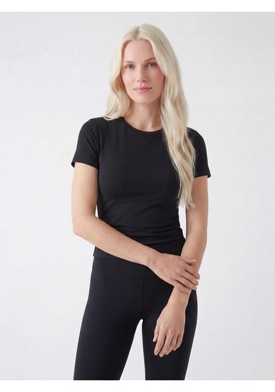 Noux Pamuk Viskon Basic Esnek Bisiklet Yaka Body Siyah