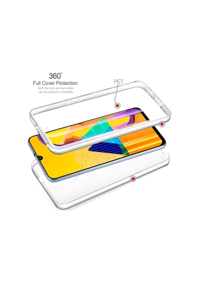 Teknomoda Samsung Galaxy Uyumlu M21 360 Kılıf Şeffaf Ön Arka Korumalı Silikon