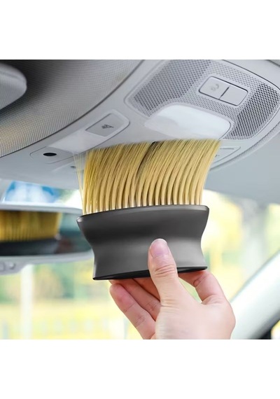 Yumuşak Kıllı Ve Ergonomik Saplı Araç İçi Detaylı Toz Temizleme Fırçası Gri