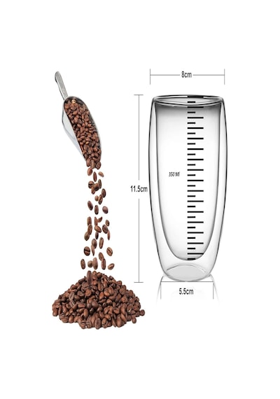 Bardak 6'lı Çift Cidarlı Bardak 300 Ml Ev Ofis Çay Fincanı Kahve Sunum