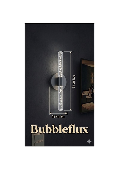 Bubbleflux Small 31 Cm Modern Tasarım Led Aplik - Duvar Lambası - Siyah - Elektrikli - Beyaz Led Siyah Elektrikli