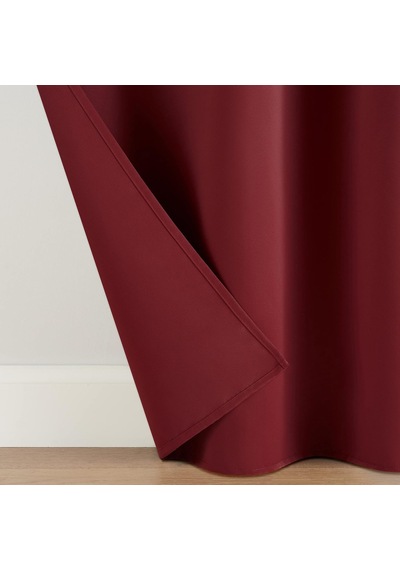 Andover Düz Üçlü Dokuma Termal Karartma Halkalı Yatak Odası İçin Perde 2 Panel , 106,68 Cm X 274,32 Cm, Kırmızı